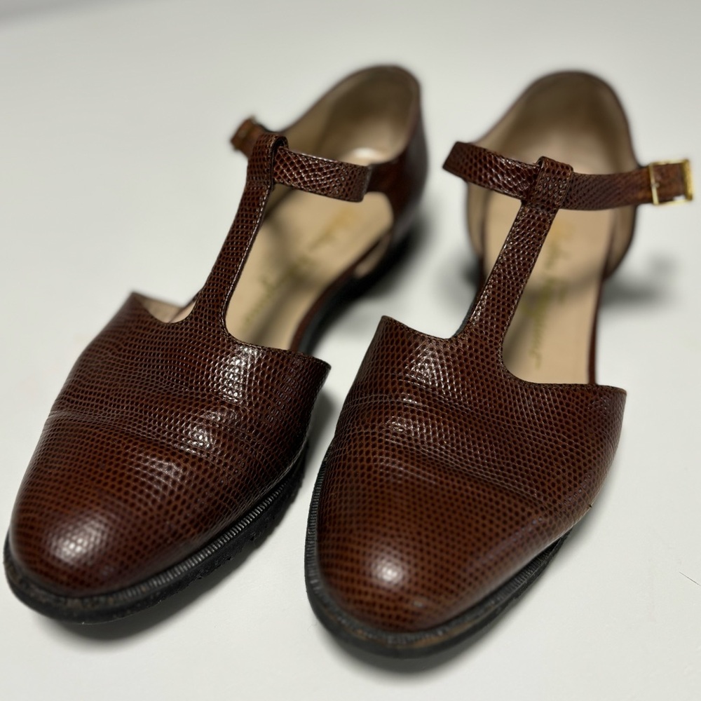 Salvatore Ferragamo Vintage Brown Leather Mary Janes